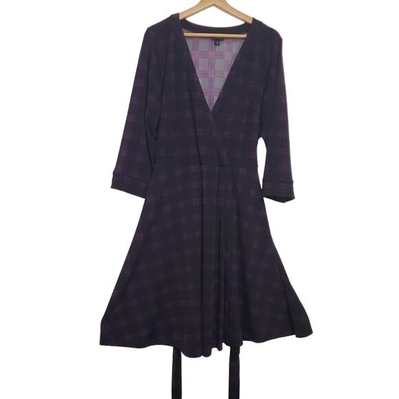 Torrid | Mini Studio Knit Wrap Plaid Dress - Picture 1 of 16